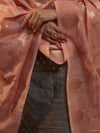Banarasee Cotton Silk Zari Buti Salwar Kameez Fabric With Contrast Dupatta Set-Grey & Peach