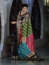Banarasee Semi Katan Saree With Buti Design & Zari Woven Multicolor Pallu-Black