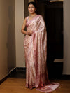 Banarasee Handwoven Satin Zigzag Printed Saree-Pastel Peach