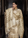 Banarasee Tissue Zari Weaving Salwar Kameez Fabric With Dupatta Set-Gold