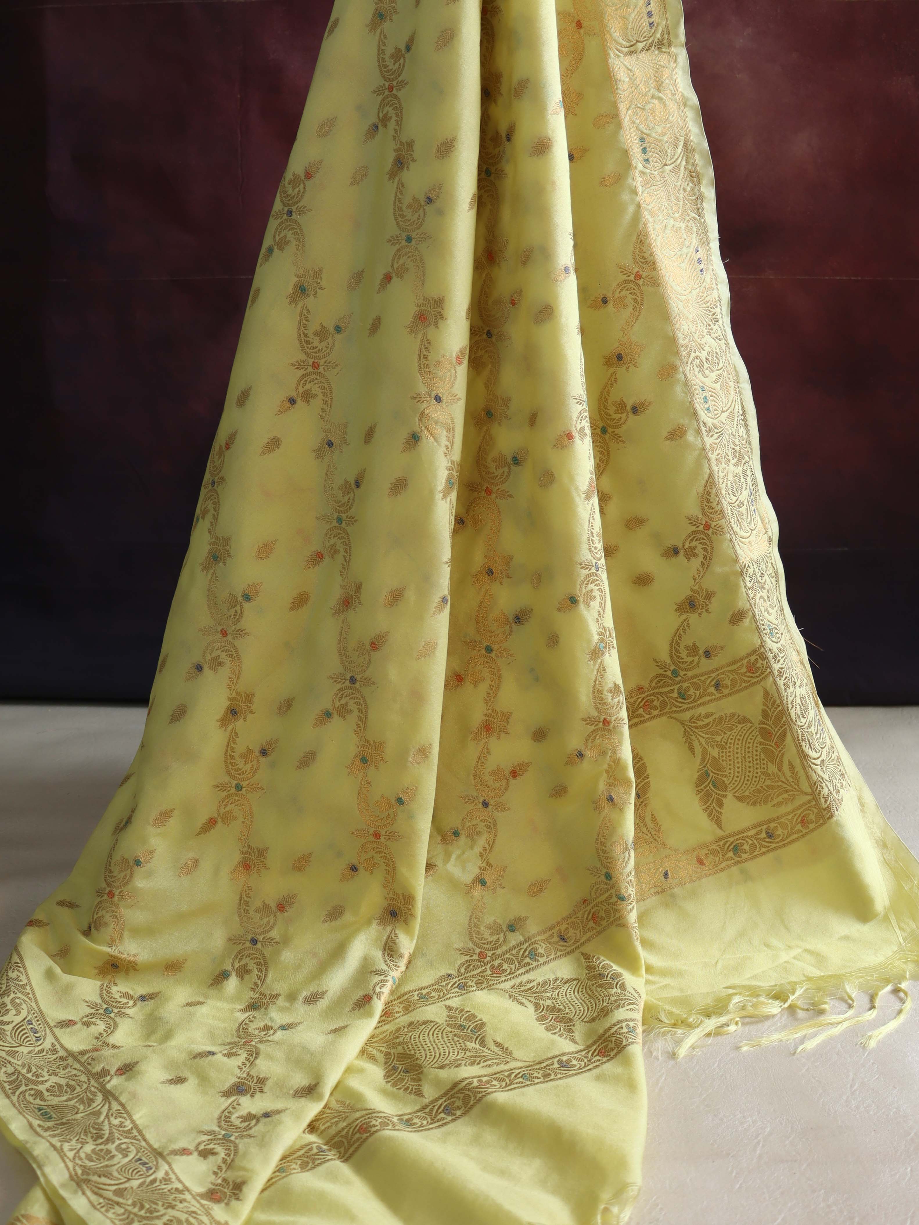 Banarasee Art Silk Zari Design Salwar Kameez With Dupatta Set-Yellow