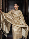Banarasee Tissue Zari Weaving Salwar Kameez Fabric With Dupatta Set-Gold