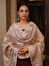 Banarasee Cotton Silk Zari Buti Salwar Kameez Fabric With Contrast Dupatta Set-Burgundy & Beige