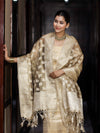 Banarasee Tissue Zari Weaving Salwar Kameez Fabric With Dupatta Set-Gold