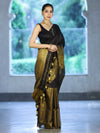 Bhagalpur Handloom Dual Color Linen Tissue Metallic Shine Saree-Black & Gold
