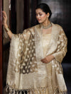 Banarasee Tissue Zari Weaving Salwar Kameez Fabric With Dupatta Set-Gold