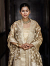 Banarasee Tissue Zari Weaving Salwar Kameez Fabric With Dupatta Set-Gold