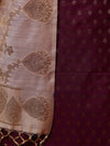 Banarasee Cotton Silk Zari Buti Salwar Kameez Fabric With Contrast Dupatta Set-Burgundy & Beige