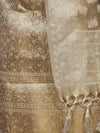 Banarasee Tissue Zari Weaving Salwar Kameez Fabric With Dupatta Set-Gold