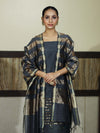 Banarasee Cotton Silk Stripe Pattern Salwar Kameez Fabric With Dupatta Set-Stone Blue