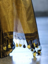 Bhagalpur Handloom Dual Color Linen Tissue Metallic Shine Saree-Black & Gold