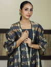 Banarasee Cotton Silk Stripe Pattern Salwar Kameez Fabric With Dupatta Set-Stone Blue