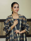Banarasee Cotton Silk Stripe Pattern Salwar Kameez Fabric With Dupatta Set-Stone Blue