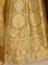 Banarasee Tissue Unstitched Lehenga & Blouse Fabric With Dupatta Set-Yellow
