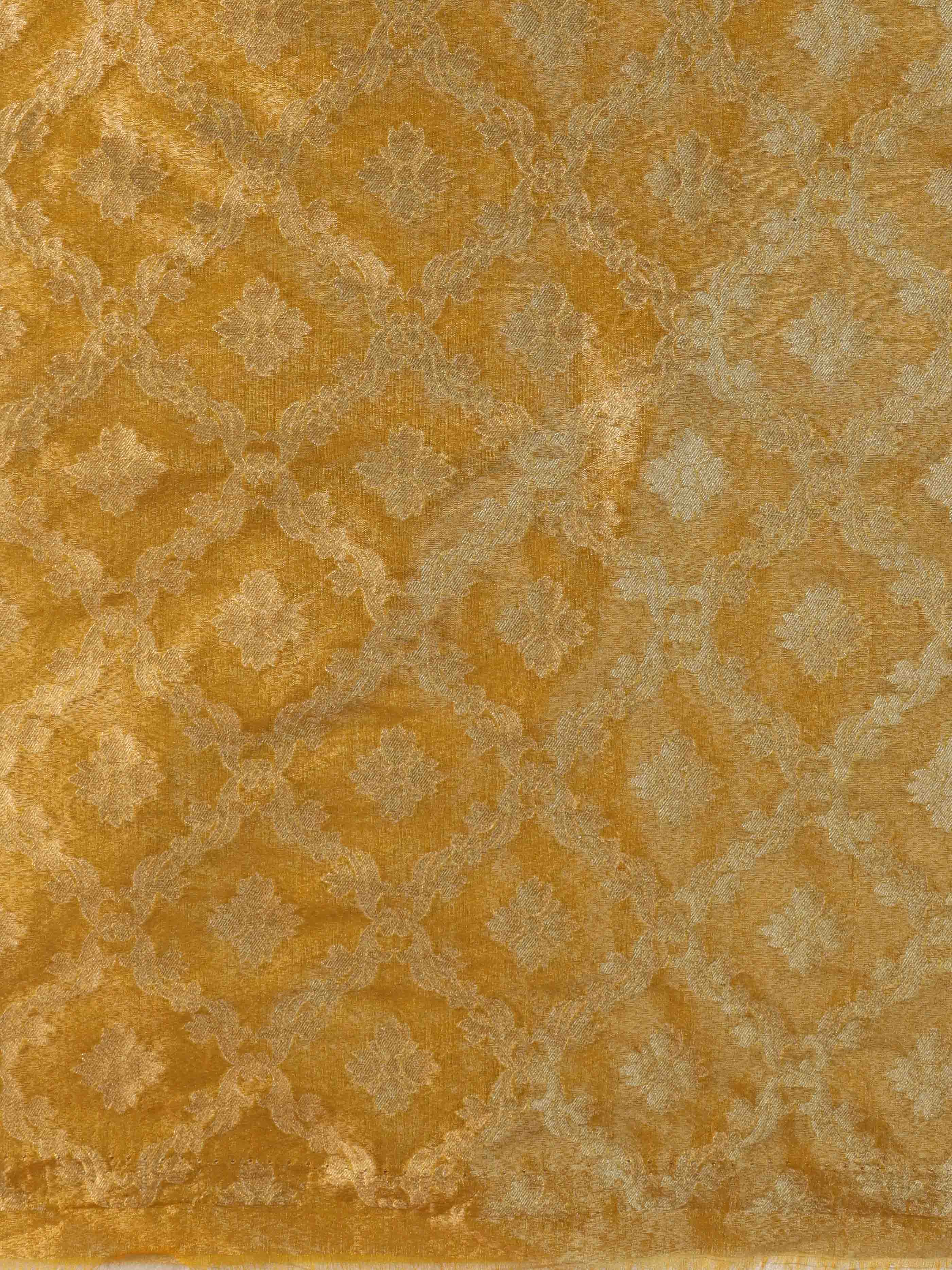 Banarasee Tissue Unstitched Lehenga & Blouse Fabric With Dupatta Set-Yellow