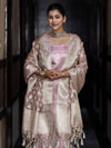 Banarasee Tissue Zari Weaving Salwar Kameez Fabric With Dupatta Set-Light Pink