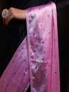 Banarasee Handloom Satin Hand Dyed Shibori Pattern Saree With Mirror Work-Black & Baby Pink