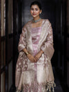 Banarasee Tissue Zari Weaving Salwar Kameez Fabric With Dupatta Set-Light Pink