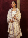 Banarasee Handloom Pure Cotton Silk Salwar Kameez Fabric With Dupatta-Cream