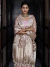 Banarasee Tissue Zari Weaving Salwar Kameez Fabric With Dupatta Set-Light Pink