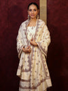 Banarasee Handloom Pure Cotton Silk Salwar Kameez Fabric With Dupatta-Cream