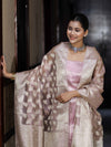 Banarasee Tissue Zari Weaving Salwar Kameez Fabric With Dupatta Set-Light Pink