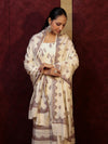 Banarasee Handloom Pure Cotton Silk Salwar Kameez Fabric With Dupatta-Cream