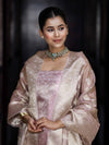 Banarasee Tissue Zari Weaving Salwar Kameez Fabric With Dupatta Set-Light Pink