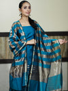 Banarasee Cotton Silk Stripe Pattern Salwar Kameez Fabric With Dupatta Set-Sky Blue