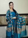 Banarasee Cotton Silk Stripe Pattern Salwar Kameez Fabric With Dupatta Set-Sky Blue