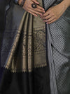 Banarasee Semi Silk Saree With Checks Pattern & Zari Woven Pallu-Black & White