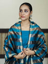 Banarasee Cotton Silk Stripe Pattern Salwar Kameez Fabric With Dupatta Set-Sky Blue