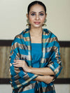Banarasee Cotton Silk Stripe Pattern Salwar Kameez Fabric With Dupatta Set-Sky Blue