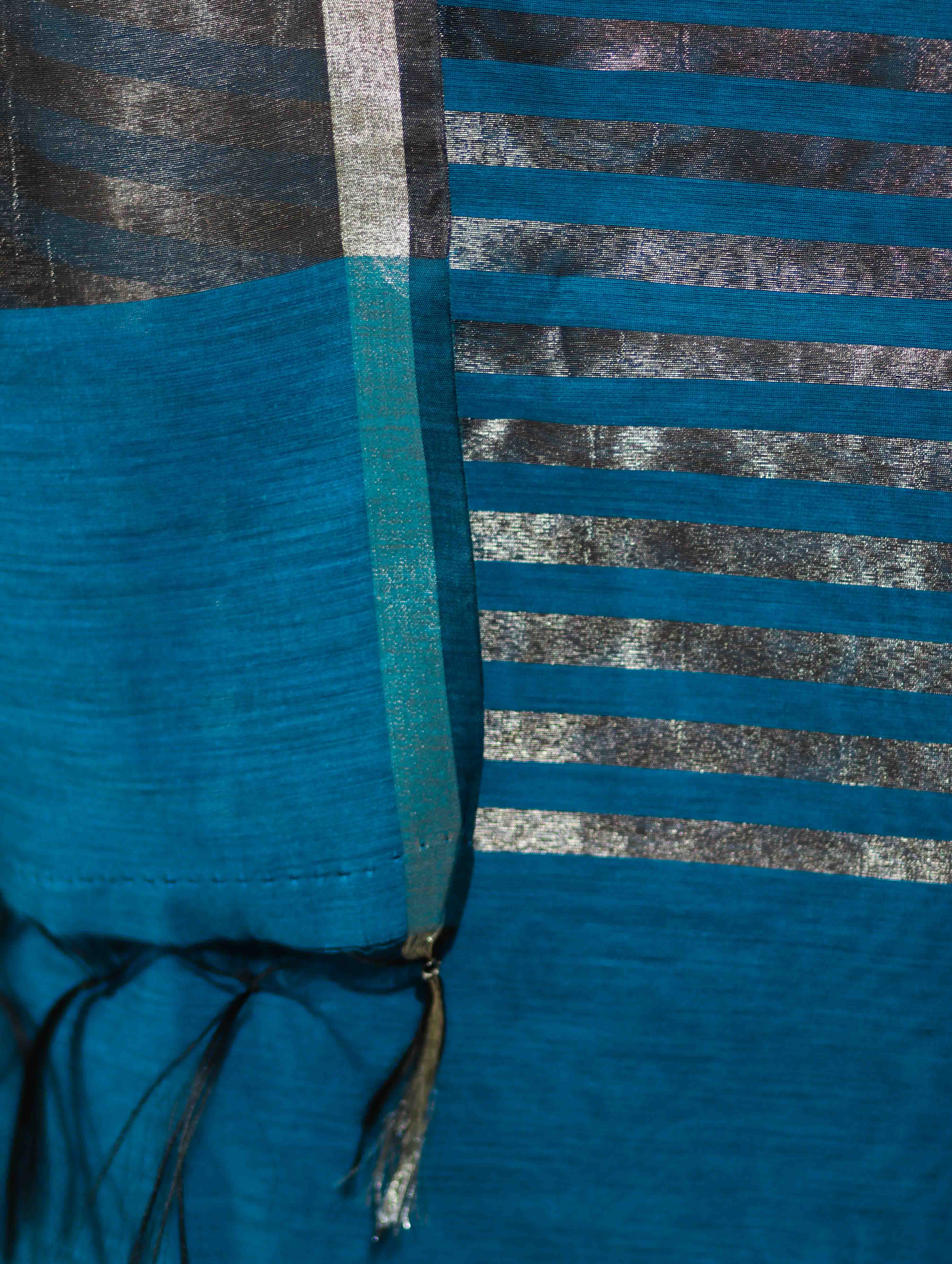 Banarasee Cotton Silk Stripe Pattern Salwar Kameez Fabric With Dupatta Set-Sky Blue