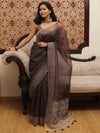 Banarasee Mix Organza printed Saree-Brown