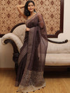 Banarasee Mix Organza printed Saree-Brown