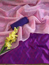 Banarasee Brocade Salwar Kameez Fabric With Organza Dupatta-Violet & Pink