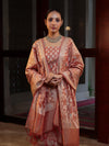 Banarasee Cotton Silk Zari Work Salwar Kameez Fabric With Dupatta Set-Peach