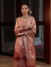 Banarasee Cotton Silk Zari Work Salwar Kameez Fabric With Dupatta Set-Peach