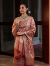 Banarasee Cotton Silk Zari Work Salwar Kameez Fabric With Dupatta Set-Peach