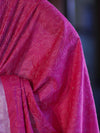 Bhagalpur Handloom Pure Linen Saree With Floral Thread Embroidery-Magenta & Green