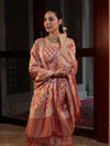 Banarasee Cotton Silk Zari Work Salwar Kameez Fabric With Dupatta Set-Peach
