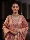 Banarasee Cotton Silk Zari Work Salwar Kameez Fabric With Dupatta Set-Peach