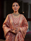 Banarasee Cotton Silk Zari Work Salwar Kameez Fabric With Dupatta Set-Peach