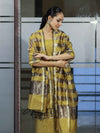 Banarasee Cotton Silk Stripe Pattern Salwar Kameez Fabric With Dupatta Set-Lemon Yellow