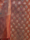 Banarasee Cotton Silk Zari Work Salwar Kameez Fabric With Dupatta Set-Peach