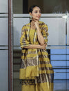 Banarasee Cotton Silk Stripe Pattern Salwar Kameez Fabric With Dupatta Set-Lemon Yellow