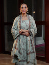 Banarasee Handloom Pure Cotton Silk Salwar Kameez Fabric With Dupatta-Sage Green
