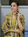 Banarasee Cotton Silk Stripe Pattern Salwar Kameez Fabric With Dupatta Set-Lemon Yellow
