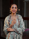 Banarasee Handloom Pure Cotton Silk Salwar Kameez Fabric With Dupatta-Sage Green